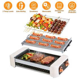 Multifunctional Electric Hot Dog Roller Machine, 3-in-1 Sausage Grill with Non-Stick Griddle, Smokeless BBQ Grill for Home, Dorm, RV, Party