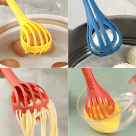 1pc; Multifunctional 3-in-1 Egg Whisk Food Holder Noodle Holder Baking Tool Egg Stirrer Manual Whisk 1 Pack 11.02''×2.76'' (Color: yellow)